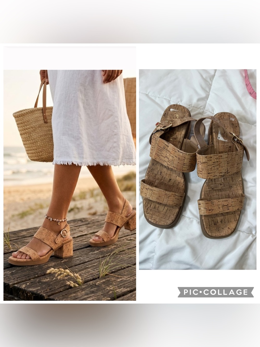 Aerosoles Dove Cork Block Heel Sandals Natural Cork size 11